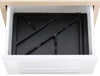 Highlight of the pencil tray in the top drawer of the Maja Set+ 3-Drawer Pedestal in Natural Oak and White Glass