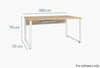 Dimensions of the Maja Set+ 1600 Rectangular Desk in Platinum Grey (Image shows Natural Oak finish for reference only)