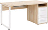Maja Set+ 1500 Pedestal Desk in Natural Oak and White Glass
