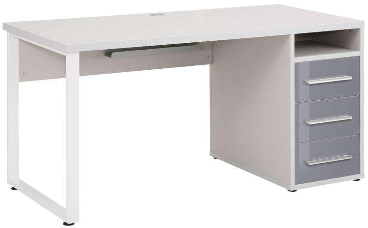 Maja Set+ 1500 Pedestal Desk in Platinum Grey and Grey Glass