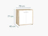 Dimensions of the Maja Set+ Low 2-Door Cupboard in Natural Oak and White Glass