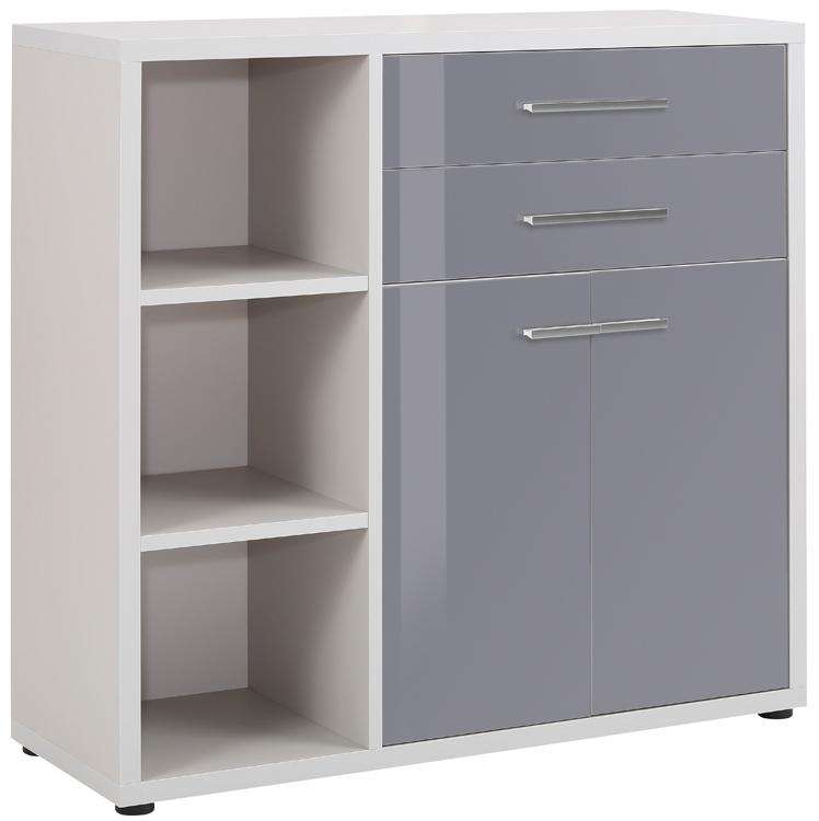 Maja Set+ Cupboard Combi in Platinum Grey and Grey Glass