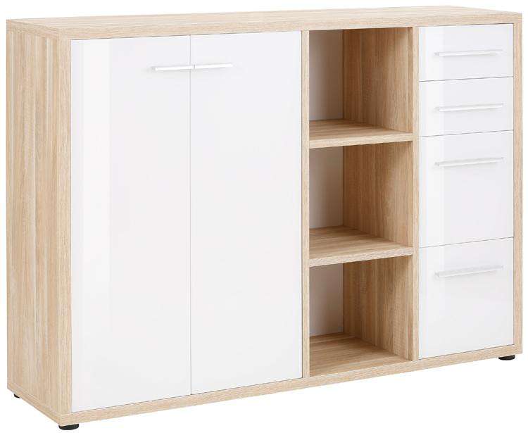 Maja Set+ Maxi Cupboard Combi in Natural Oak and White Glass