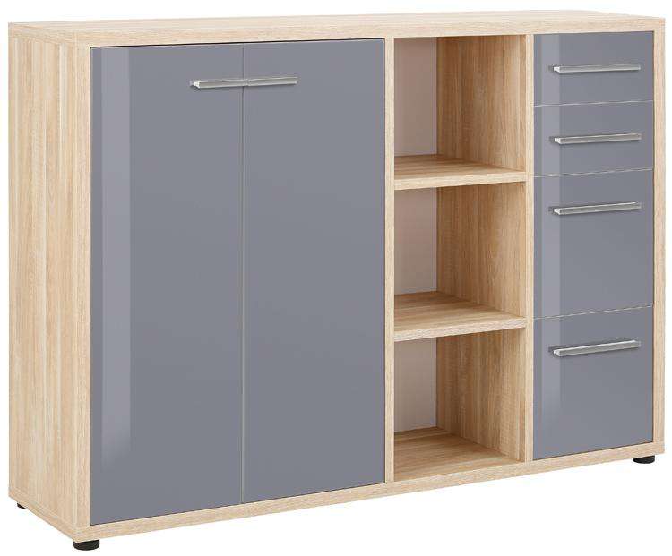 Maja Set+ Maxi Cupboard Combi in Natural Oak and Grey Glass