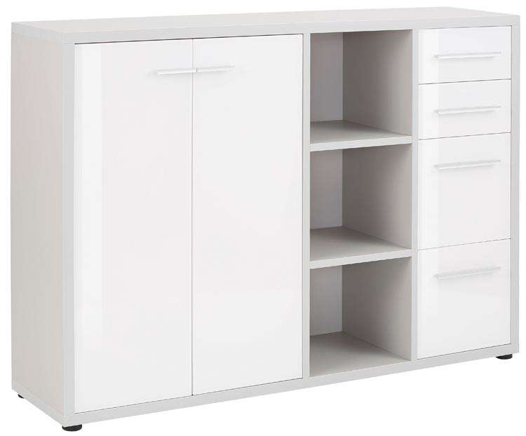 Maja Set+ Maxi Cupboard Combi in Platinum Grey and White Glass