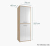 Dimensions of the Maja Set+ Tall 4-Door Cupboard in Natural Oak and Grey Glass