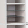 Highlight of the small glass storage shelves on the Maja Set+ Tall Wide Storage Combi in Platinum Grey and Grey Glass