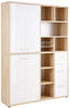 Maja Set+ Tall Wide Storage Combi in Natural Oak and White Glass