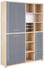 Maja Set+ Tall Wide Storage Combi in Natural Oak and Grey Glass