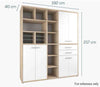 Dimensions of the Maja Set+ Tall Maxi Storage Combi in Natural Oak and Grey Glass