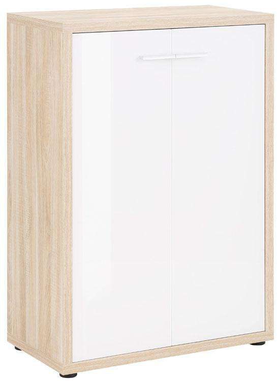 Maja Set+ 2-Door Cupboard in Natural Oak and White Glass