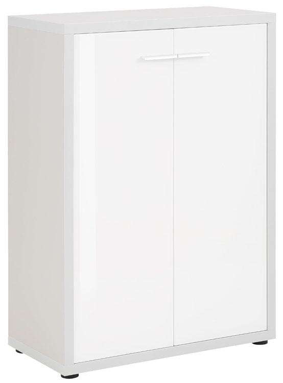 Maja Set+ 2-Door Cupboard in Platinum Grey and White Glass