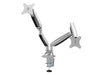 Image of the Multibrackets M Deskmount Spring Dual Silver (3279) with arms in high and low positions