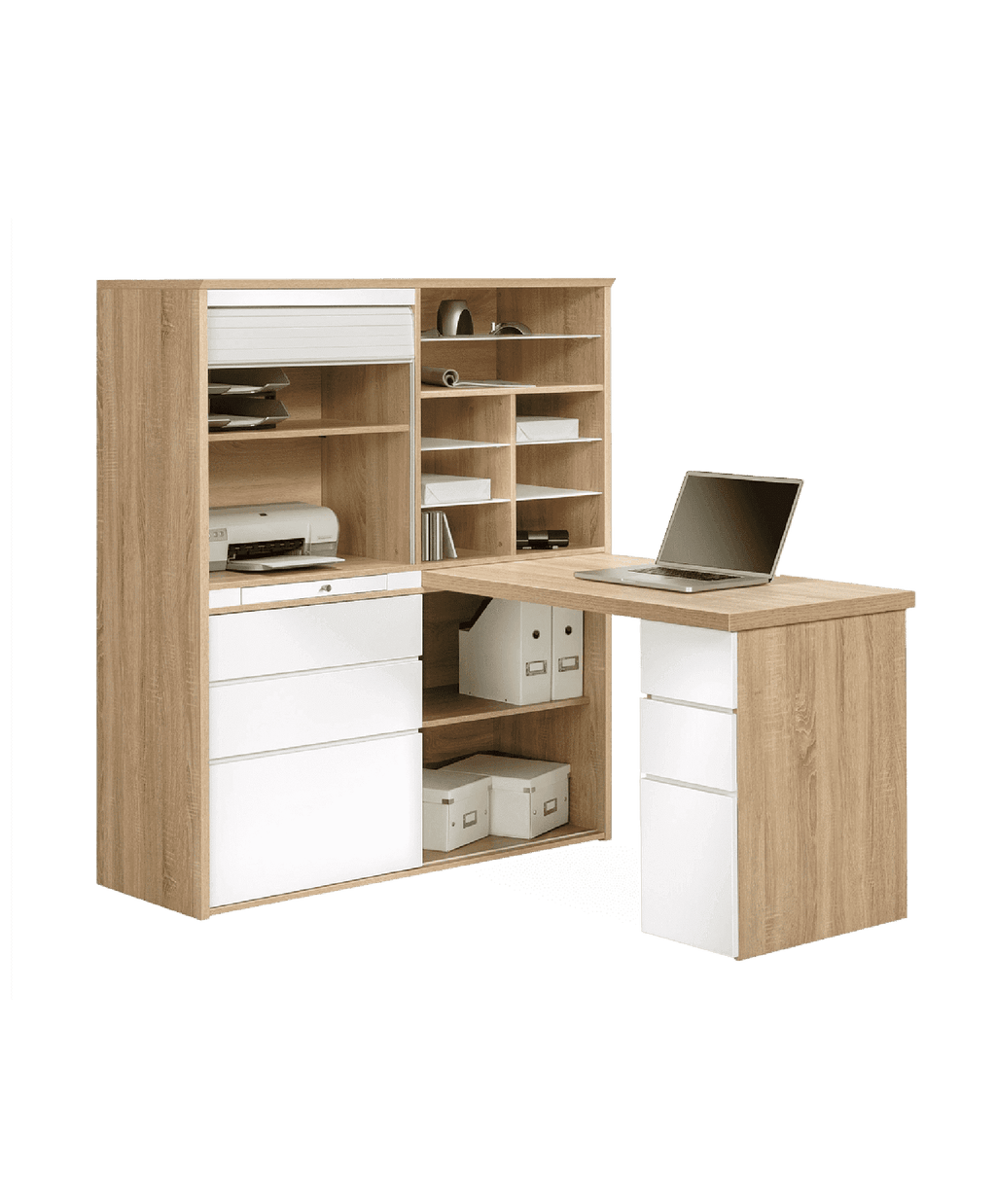 Maja Mini Office 9565 in Sonoma Oak and High Gloss White (9565 2556)