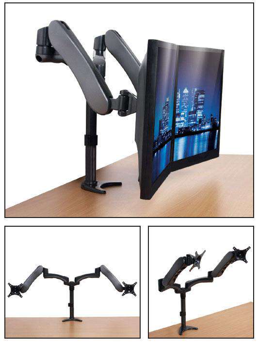 B-Tech BT7384 Dual Arm Full Motion Twin Flat Screen Desk Mount