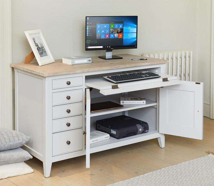 Baumhaus Signature Grey Hidden Home Office Desk (CFF06A)