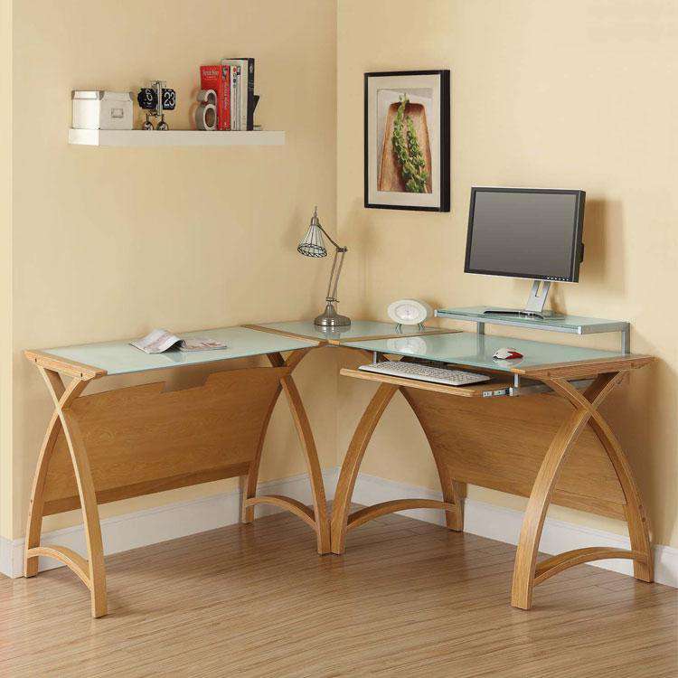 Jual Helsinki Oak Curved Corner Desk Package 5