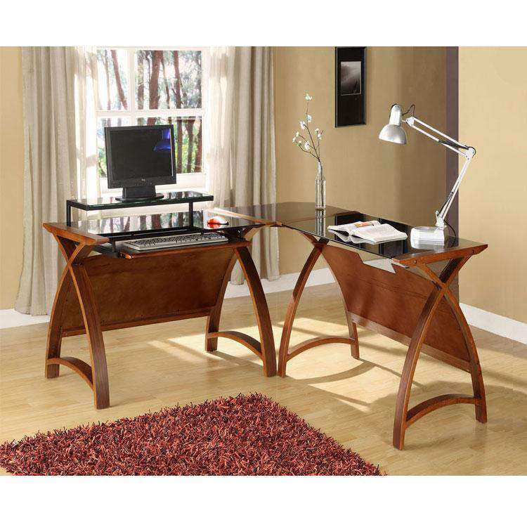 Jual Helsinki Walnut Curved Corner Desk Package 5