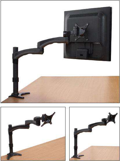 B-Tech BT7373 Dual Arm Flat Screen Desk Mount in Black