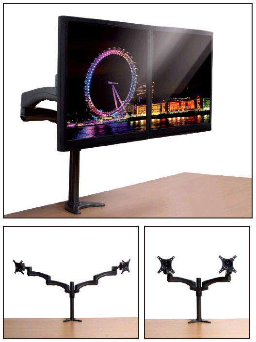 B-Tech BT7374  Dual Arm Twin Flat Screen Desk Mount in Black