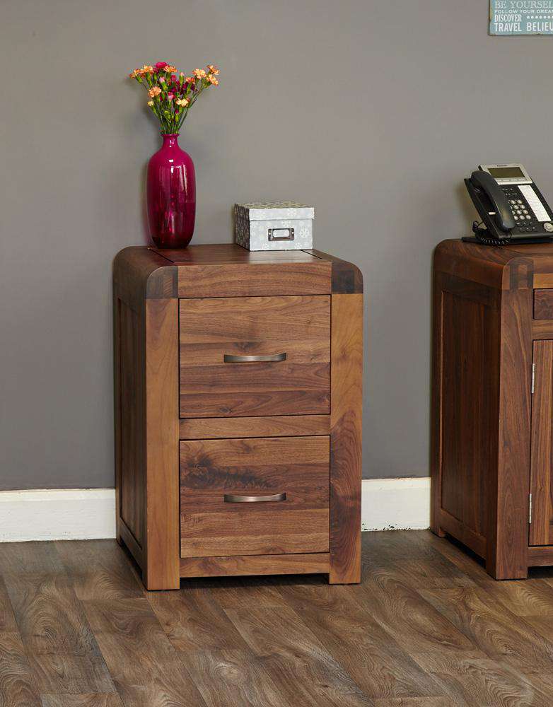 Image of the Baumhaus Shiro Walnut Desk Height Filing Cabinet (CDR07A)