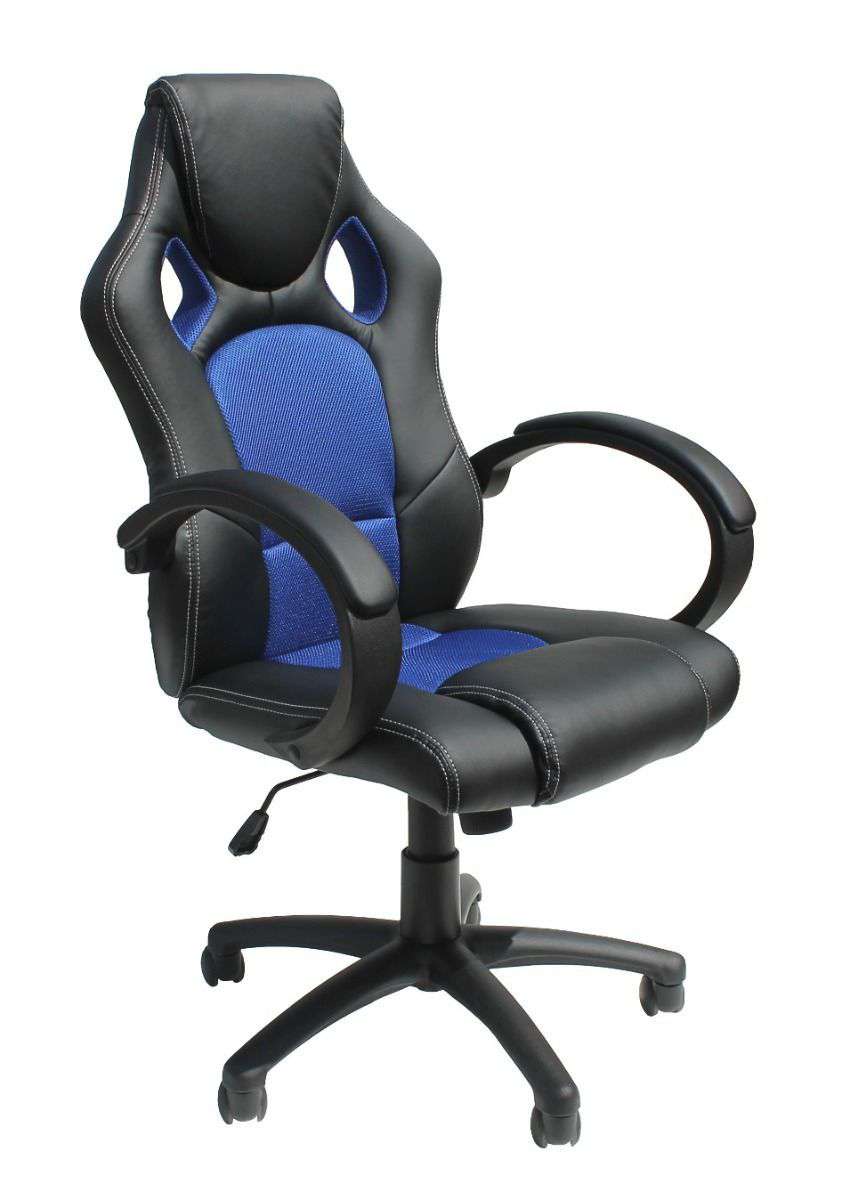 Alphason Daytona Black and Blue Racing Style Leather Chair (AOC5006BLU)