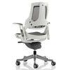 Rear angle of the Dynamic Zure Charcoal Mesh White Frame Executive Office Chair