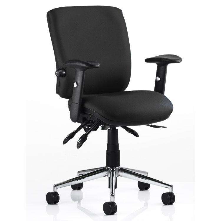 Dynamic Chiro Medium Back Ergonomic 24Hr Executive Chair in Black Fabric