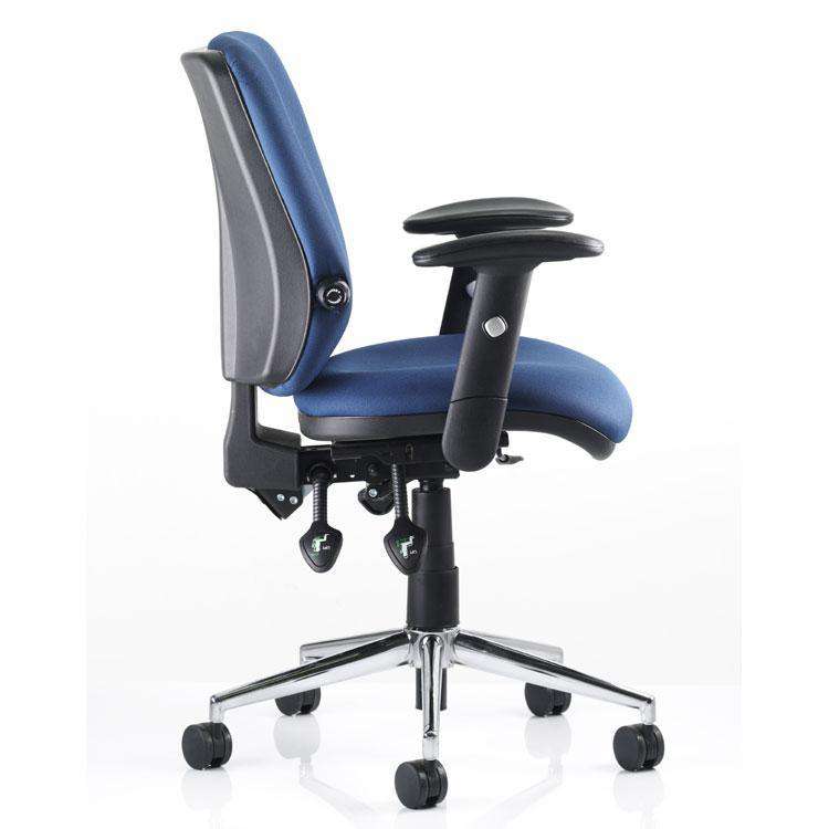 Dynamic Chiro Medium Back Ergonomic 24Hr Executive Chair in Blue Fabric