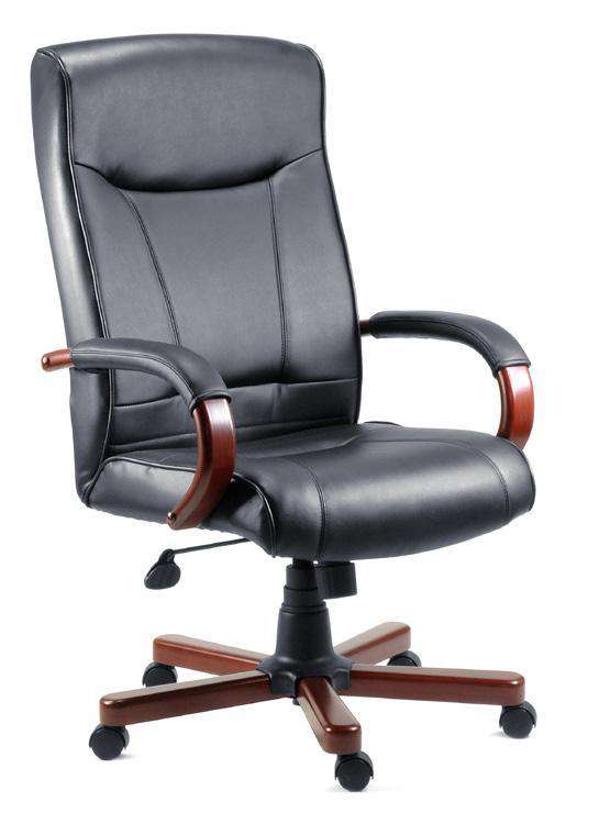 Teknik 8511HLW - Kingston Executive Black Leather Dark Wood Chair