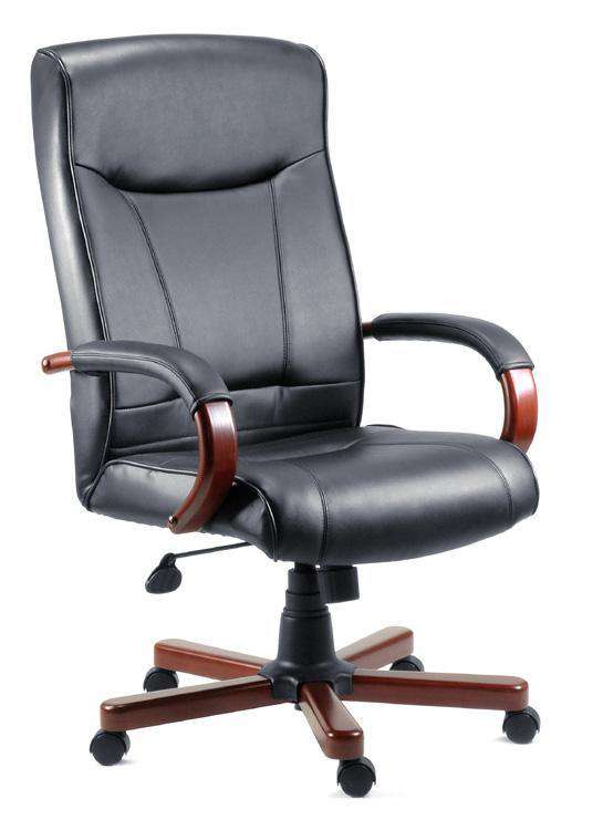 Teknik 8511HLW - Kingston Executive Black Leather Dark Wood Chair