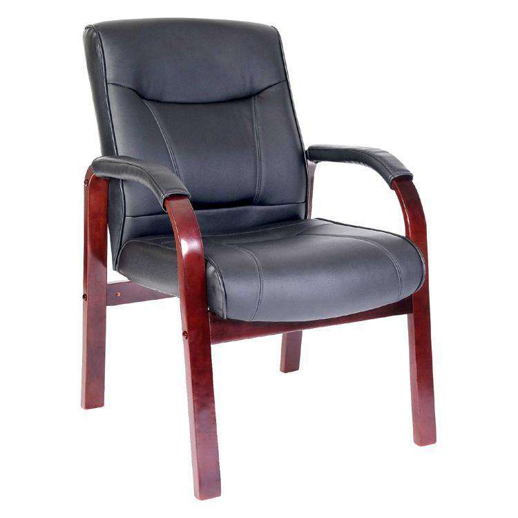 Teknik 8511MD/M - Kingston Visitor Black Leather Chair with Dark Wood