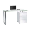 Maja Richmond Office Desk in Chrome, Clear Glass and High Gloss White (9550 9856)