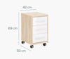 Dimensions of the Maja Set+ 3-Drawer Pedestal in Natural Oak and White Glass