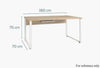 Dimensions of the Maja Set+ 1600 Rectangular Desk in Platinum Grey (Image shows Natural Oak finish for reference only)
