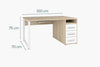 Dimensions of the Maja Set+ 1500 Pedestal Desk in Natural Oak and White Glass