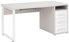 Maja Set+ 1500 Pedestal Desk in Platinum Grey and White Glass