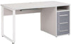 Maja Set+ 1500 Pedestal Desk in Platinum Grey and Grey Glass