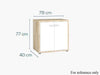 Dimensions of the Maja Set+ Low 2-Door Cupboard in Platinum Grey and Grey Glass