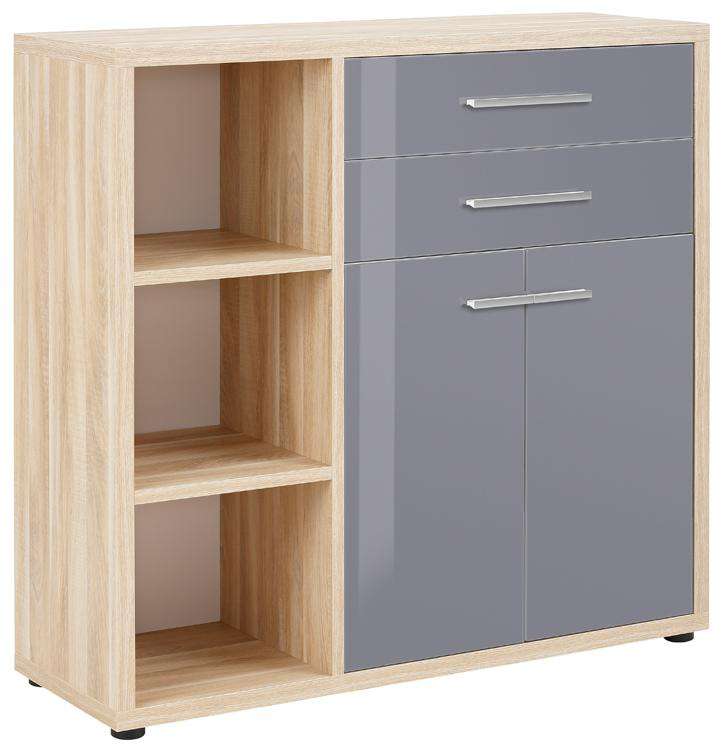 Maja Set+ Cupboard Combi in Natural Oak and Grey Glass
