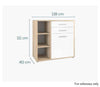 Dimensions of the Maja Set+ Cupboard Combi in Natural Oak and Grey Glass