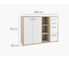 Dimensions of the Maja Set+ Maxi Cupboard Combi in Natural Oak and White Glass