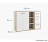 Dimensions of the Maja Set+ Maxi Cupboard Combi in Natural Oak and Grey Glass