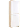 Maja Set+ Tall 4-Door Cupboard in Natural Oak and White Glass