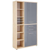 Maja Set+ Tall Storage Combi in Natural Oak and Grey Glass