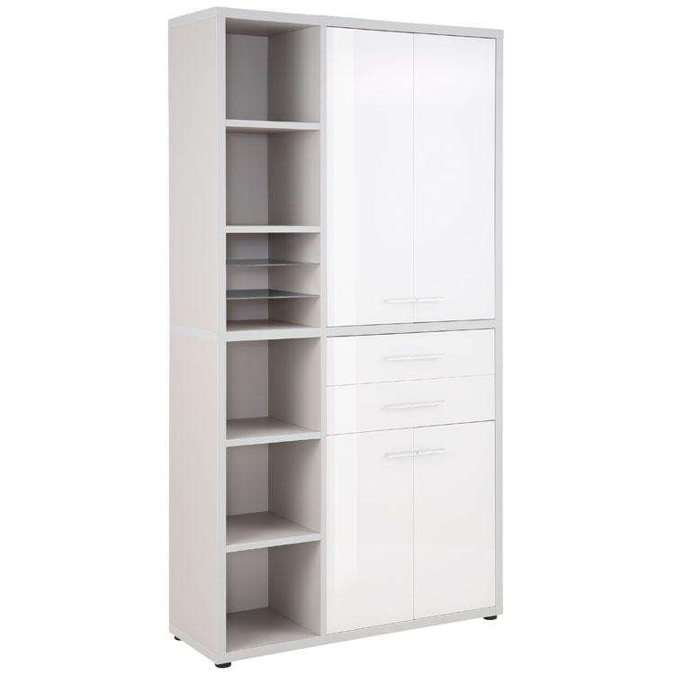 Maja Set+ Tall Storage Combi in Platinum Grey and White Glass