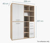 Dimensions of the Maja Set+ Tall Wide Storage Combi in Natural Oak and Grey Glass