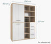 Dimensions of the Maja Set+ Tall Wide Storage Combi in Natural Oak