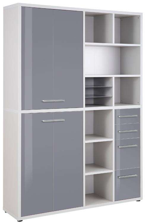 Maja Set+ Tall Wide Storage Combi in Platinum Grey and Grey Glass