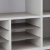 Highlight of the small glass storage shelves on the Maja Set+ Tall Maxi Storage Combi in Platinum Grey and White Glass